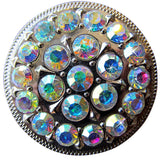 Set Of 4 Screw Back Concho Crystal Bling Glittering Stone Nickle Hilason - Uhorse