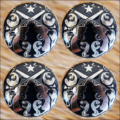 HILASON Screw Back Concho Cross Guns Silver Round Saddle Horse Black Color | Western Belt Slotted Conchos