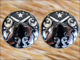 HILASON Screw Back Concho Cross Guns Silver Round Saddle Horse Black Color | Western Belt Slotted Conchos