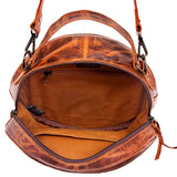 American Darling Canteen Bag Handcrafted from Hand Tooled Floral Leather and Full Grain Leather with YKK Zipper