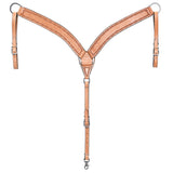 HILASON Western Horse Headstall Breast Collar Set Tack Genuine American Leather Barb Wire Tan - Uhorse