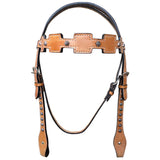 Western Horse Headstall Tack Bridle American Leather Light Oil Hilason