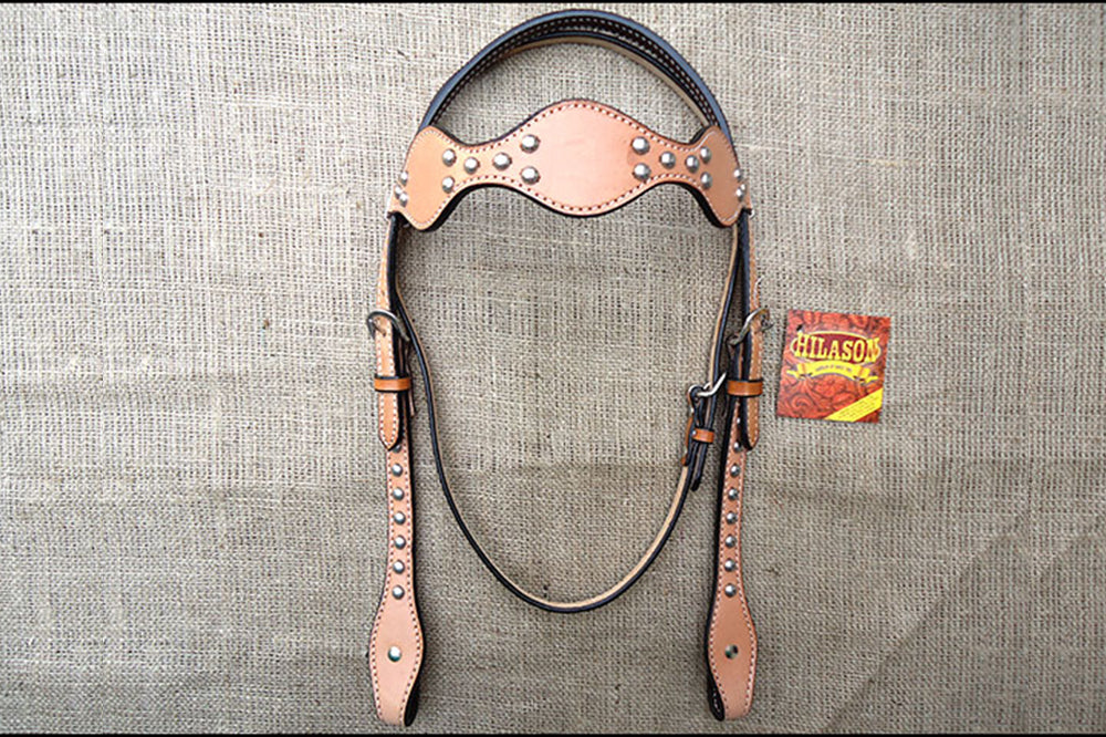 Western Horse Headstall Tack Bridle American Leather Tan Hilason