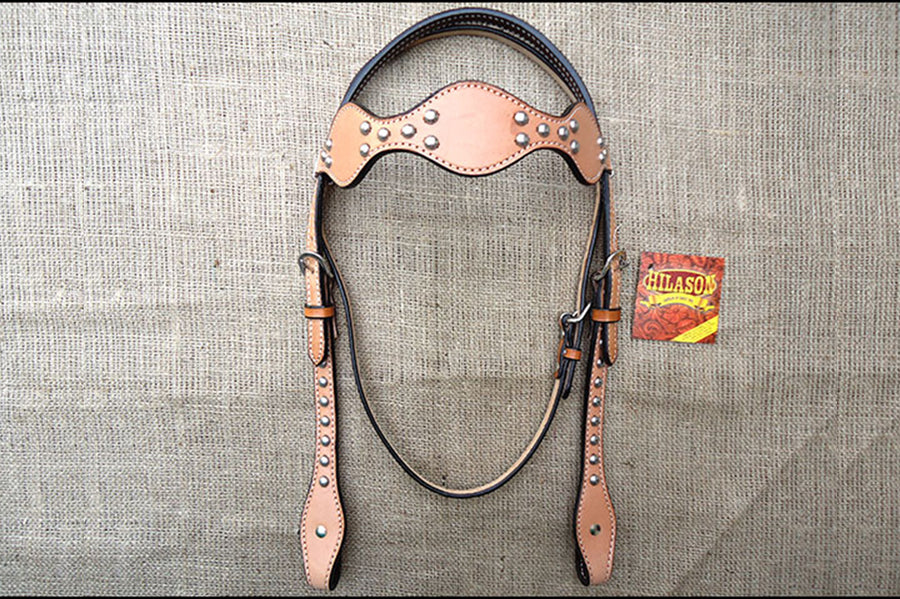 HILASON Western Horse Headstall Tack Bridle American Leather Tan