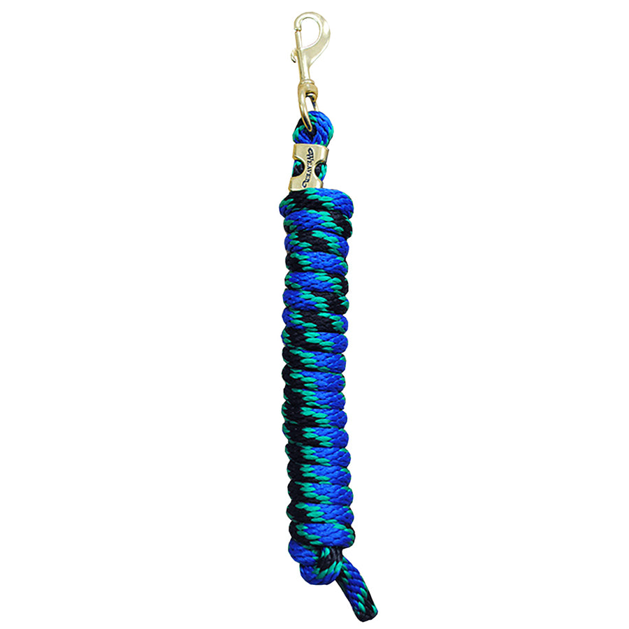 Black Green Blue Tack Horse Poly Lead Rope with Solid Brass 225 Snap - Uhorse