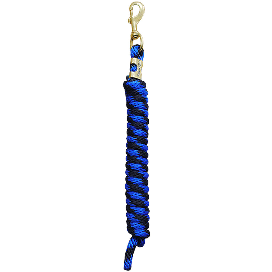 Blue Black Tack Horse Poly Lead Rope with Solid Brass 225 Snap - Uhorse