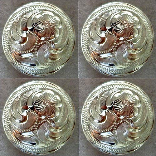 HILASON Silver Engraved Round Berry Conchos Saddle Headstall Horse Tack Color | Western Concho Belt Slotted