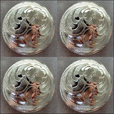 HILASON Screw Back Concho 1.5 Inch Silver Floral Round Bling Saddle Silve Color | Bridle Conchos Slotted
