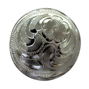 HILASON Screw Back Concho 1.5 Inch Silver Floral Round Bling Saddle Silve Color | Bridle Conchos Slotted