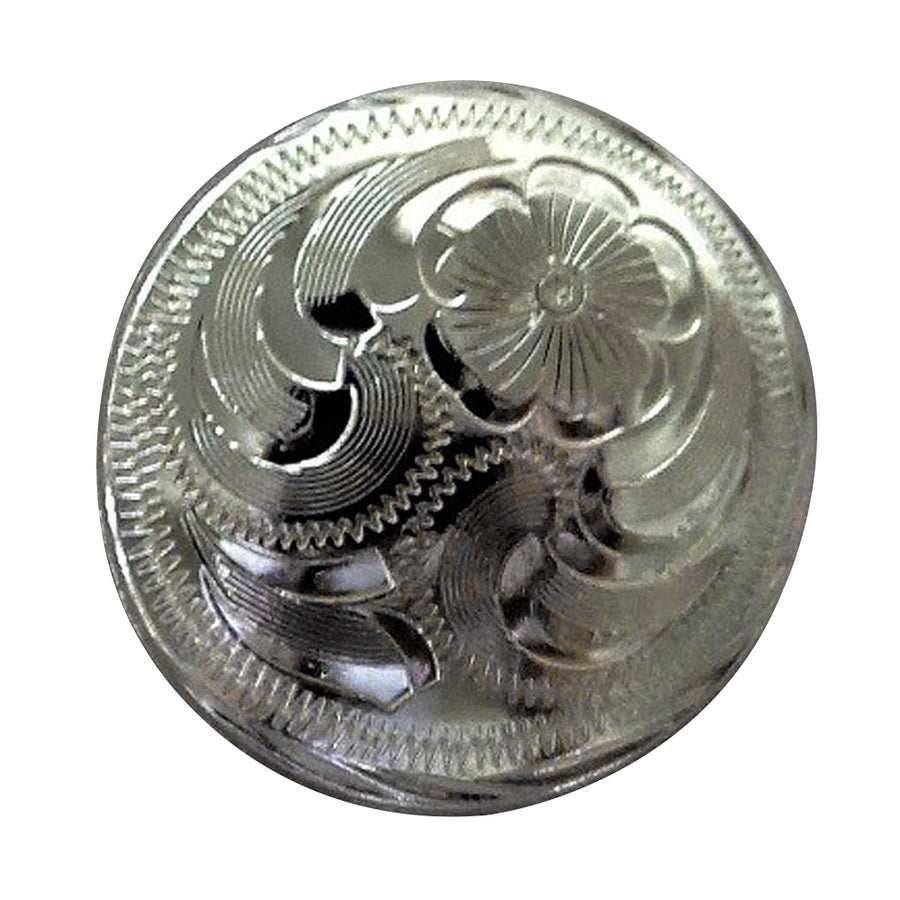 Set Of 8 Screw Back Concho 1.5 Inch Silver Floral Round Bling Saddle - Uhorse