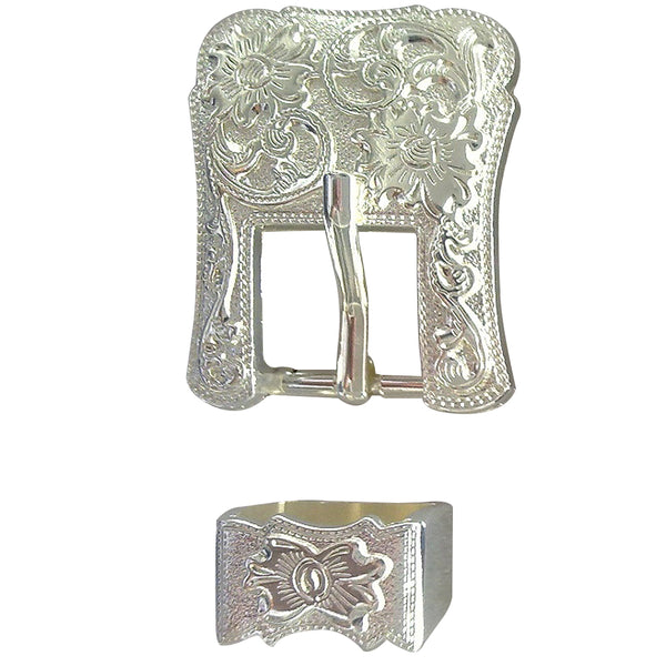 Western Screw Back Concho Buckle Horse Saddle Bridle Silver Floral 3/4 In - Uhorse