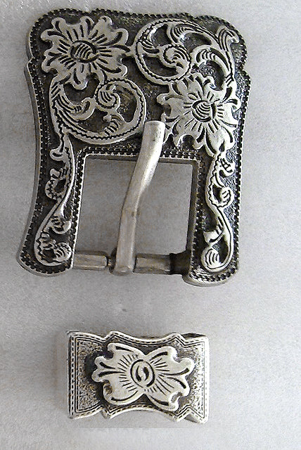 HILASON Western Screw Back Concho Antique Silver Buckle Set - 1.5 Inch | Belt Slotted Conchos