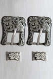 Western Screw Back Concho Antique Silver Buckle Set - 1.5 Inch