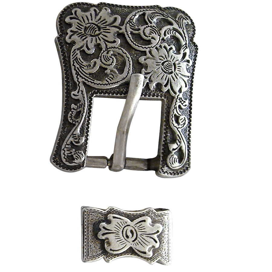 Set Of 8 Western Screw Back Concho Piece Silver Buckle Set - 1.5 Inch - Uhorse