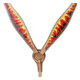 HILASON Western Horse Leather Headstall and Breast Collar Tack Set Flame | Headstall Bridle for Horses Western | Horse Headstall Bridle | Western Headstalls Bridle for Horses