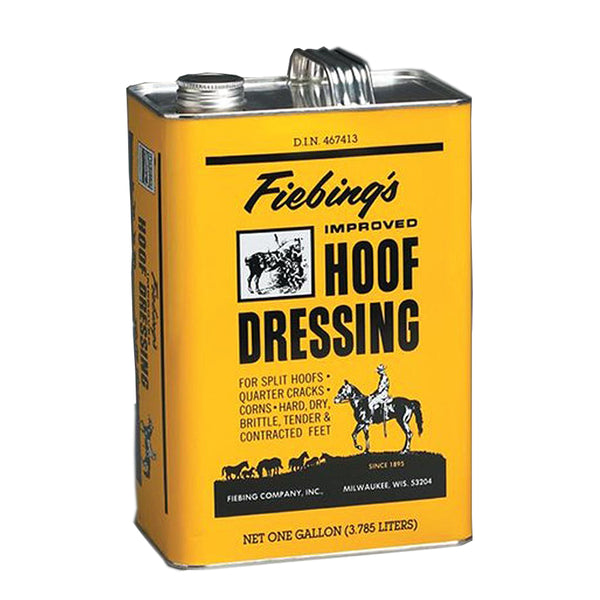 Yellow metal can of Fiebing's hoof dressing - Uhorse