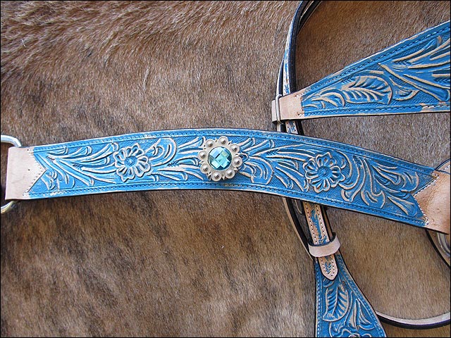 Hilason American Leather Hand Painted Horse Headstall Breast Collar