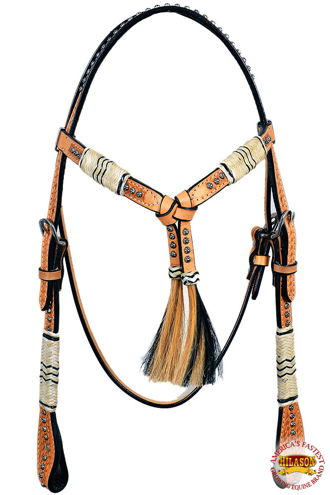 Hilason Western Horse Headstall Breast Collar Tack American Leather Light Oil