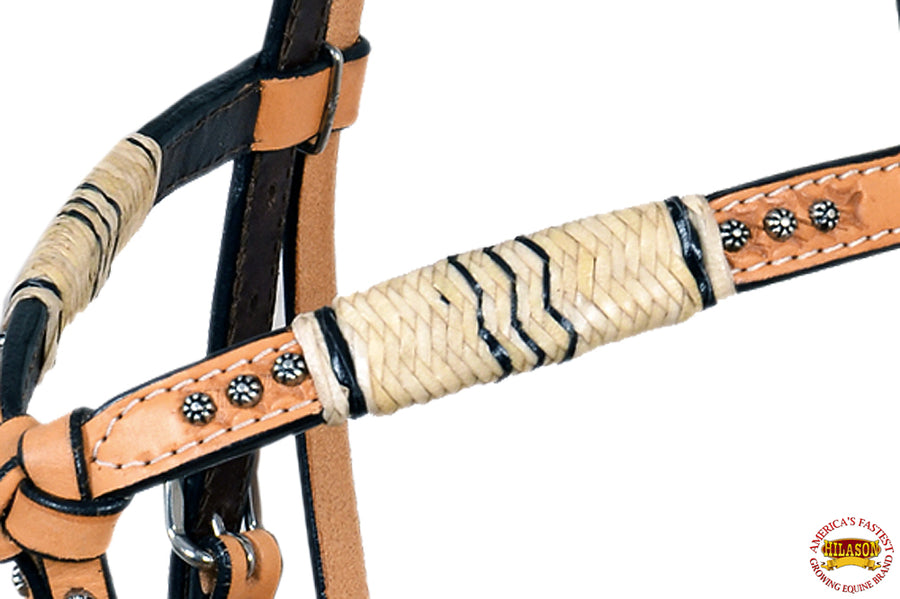 Hilason Western Horse Headstall Breast Collar Tack American Leather Light Oil