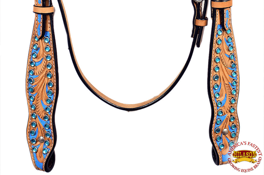 HILASON Western Horse Headstall Tack Bridle American Leather Hand Paint
