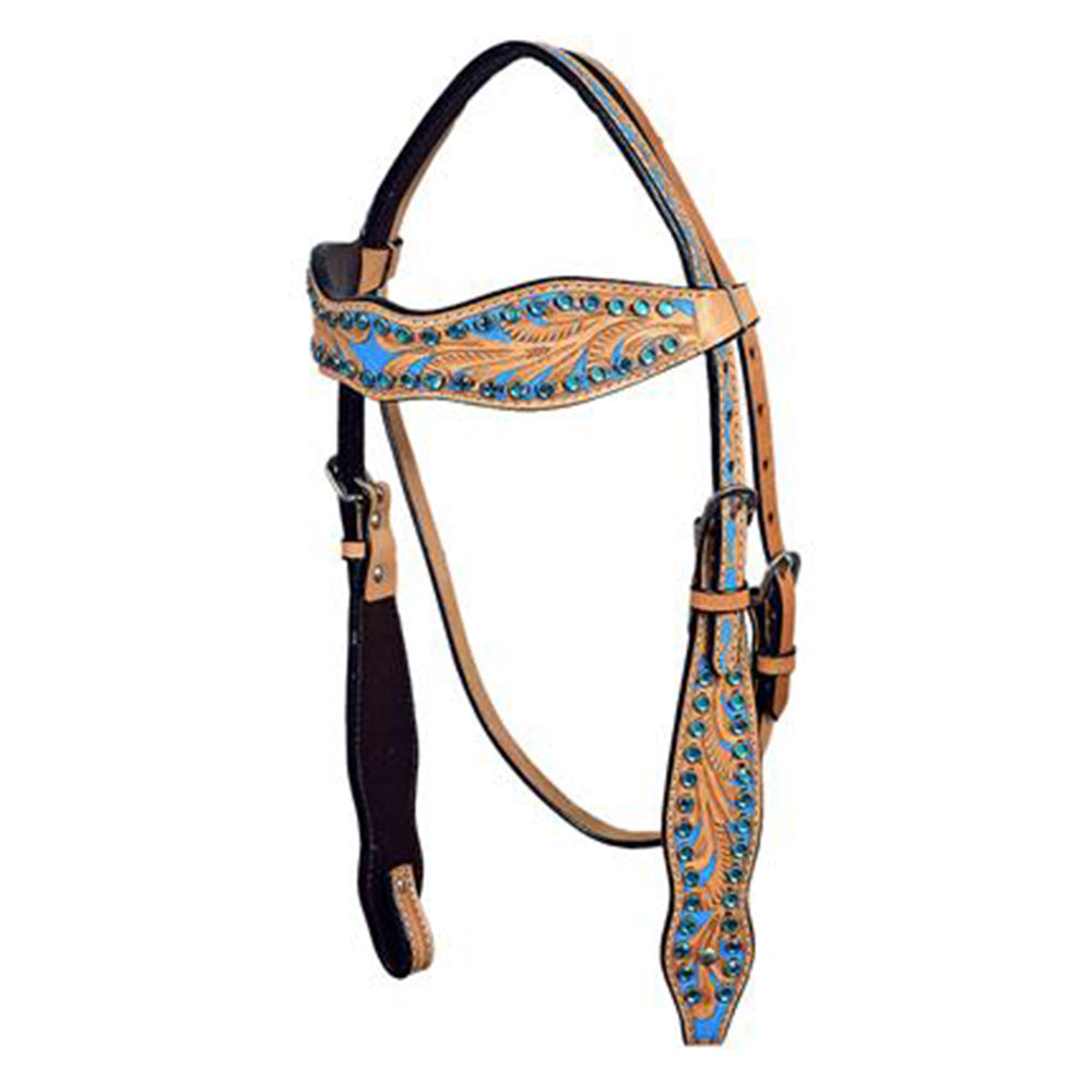 Western Horse Headstall Tack Bridle American Leather Hand Paint Hilason
