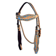 HILASON Western Horse Headstall Tack Bridle American Leather Hand Paint