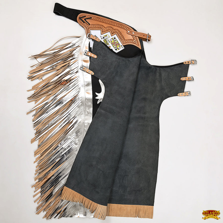 HILASON Bull Riding Genuine Leather Rodeo Western Chaps | for Men and Women Unisex