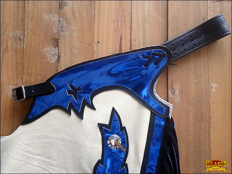 HILASON Pro Rodeo Bronc Bull-Riding Show Genuine Leather Chaps | Bull Riding for Men and Women Western Unisex