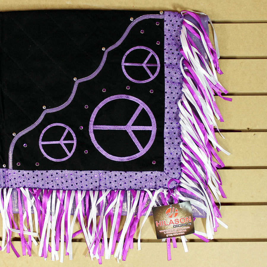 Hilason W. Show Barrel Racing Rodeo Saddle Blanket Pad Black W/ Peace by Hilason – Cowboy and equestrian accessories