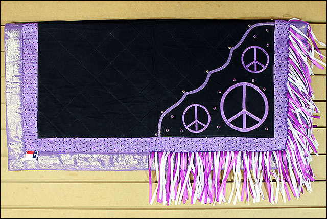 Hilason Western Show Barrel Racing Rodeo Saddle Blanket Pad Black W/ Peace Sign