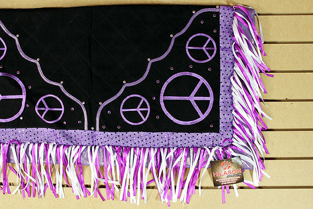 Hilason Western Show Barrel Racing Rodeo Saddle Blanket Pad Black W/ Peace Sign