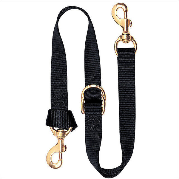 1X40 Horse Tack Deluxe Nylon Tie Down Strap with Brass Snap Black - Uhorse