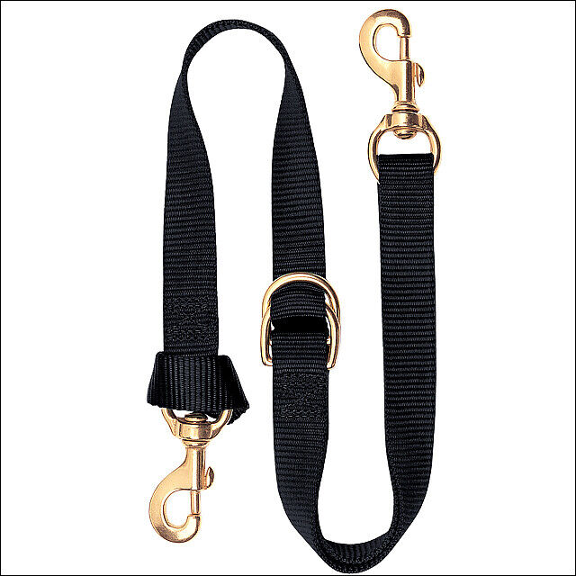 1X40 Horse Tack Deluxe Nylon Tie Down Strap with Brass Snap Black - Uhorse