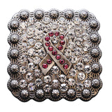 Western Screw Back Concho Crystals Breast Cancer Bling Cowgirl