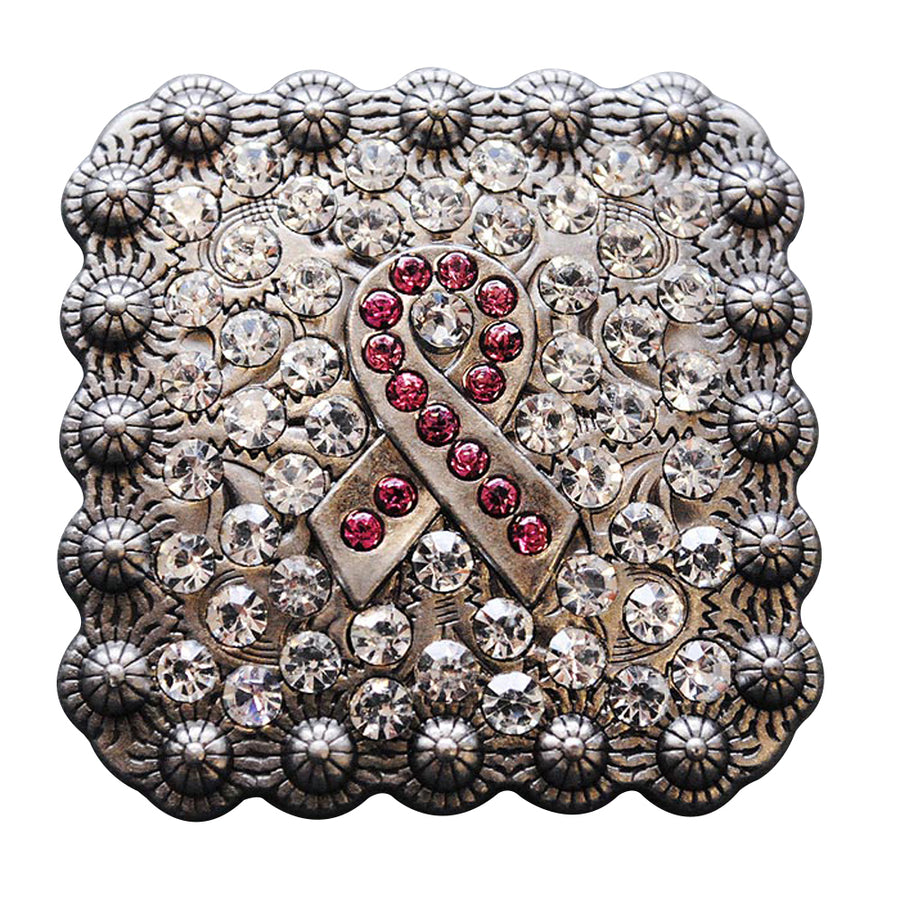 Set Of 8 Western Screw Back Concho Crystals Breast Cancer Bling Cowgirl - Uhorse