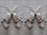 Western Screw Back Concho Cross Gun Shooting Turquoise Crystal Headstall