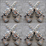 Western Screw Back Concho Cross Gun Shooting Turquoise Crystal Headstall