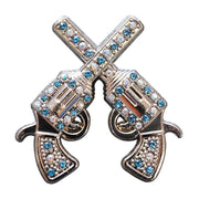 HILASON Western Screw Back Concho Cross Gun Shooting Turquoise Crystal & Clear Color | Slotted Conchos
