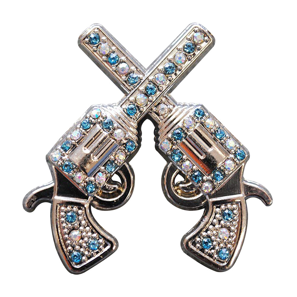 HILASON Western Screw Back Concho Cross Gun Shooting Turquoise Crystal Turquoise & Clear Color | Slotted Conchos
