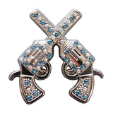 Western Screw Back Concho Cross Gun Shooting Turquoise Crystal Headstall