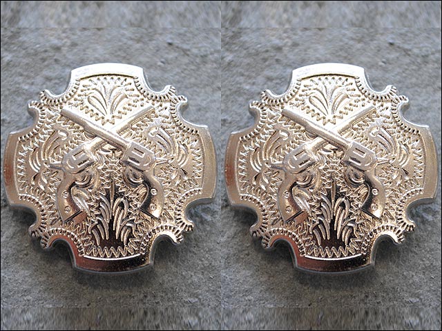 HILASON Screw Back Concho Cross Gun Shooting Bling Silver Saddle Finish Color | Bridle Conchos Slotted