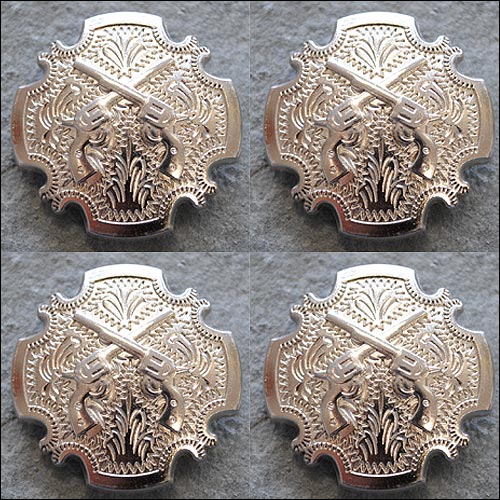 HILASON Screw Back Concho Cross Gun Shooting Bling Silver Saddle Finish Color | Bridle Conchos Slotted