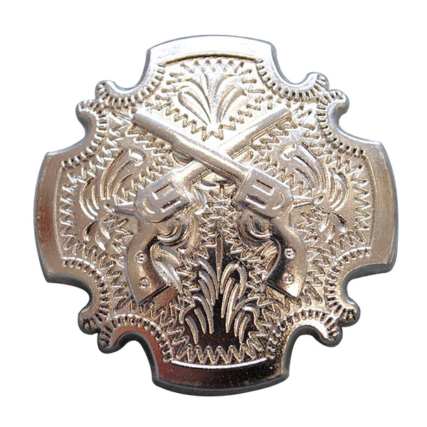 Western Screw Back Concho 1 Cross Gun Shooting Bling Silver Saddle - Uhorse