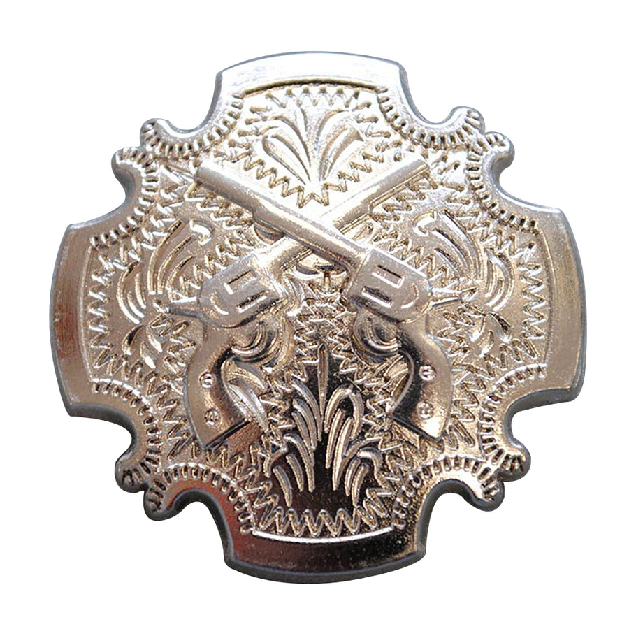 Western Screw Back Concho 1 Cross Gun Shooting Bling Silver Saddle - Uhorse