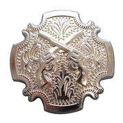 HILASON Screw Back Concho Cross Gun Shooting Bling Silver Saddle Finish Color | Bridle Conchos Slotted