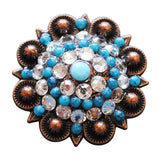 HILASON Western Screw Back Turquoise Rhinestone Crystal Clear Bling Berry Concho