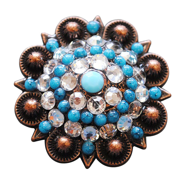 HILASON Western Screw Back Turquoise Rhinestone Crystal Clear Bling Berry Concho - Uhorse