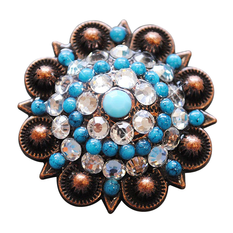 HILASON Western Screw Back Turquoise Rhinestone Crystal Clear Bling Berry Concho - Uhorse