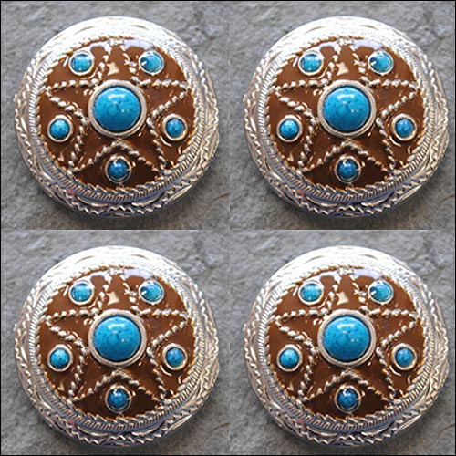HILASON Western Screw Back Conchoturquoise Star Antique Round Bling Headstall | Concho Belt Slotted Conchos