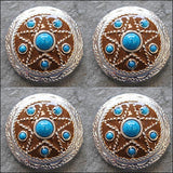 HILASON Western Screw Back Conchoturquoise Star Antique Round Bling Headstall | Concho Belt Slotted Conchos